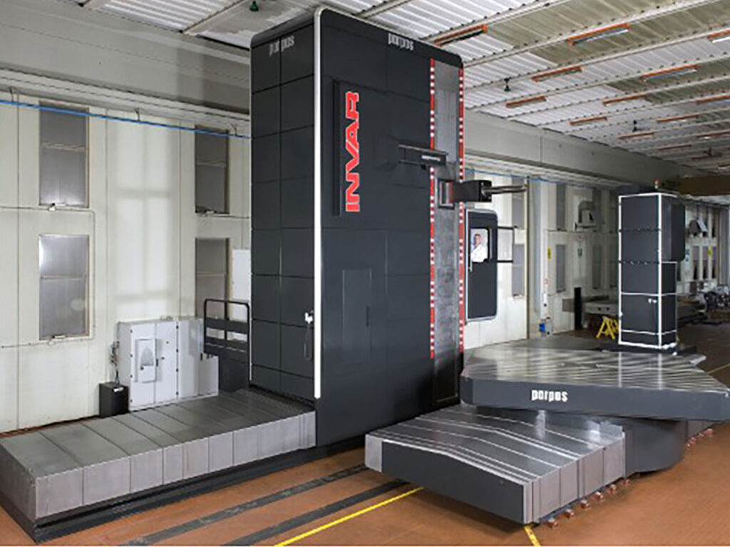 Gruppo Parpas Invar floor borer view within a factory with a person using the machine. Sold in the U.K by Leader CNC Technologies