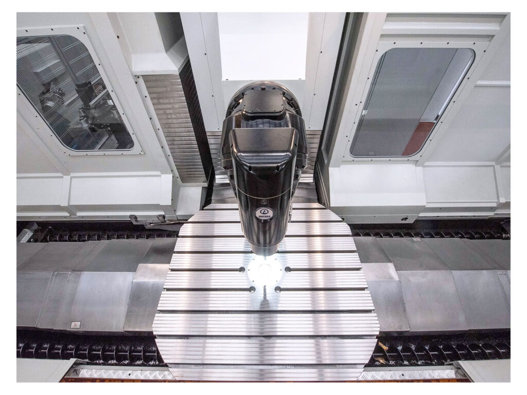 Aerial view of the spindle on the Gruppo Parpas THS100 CNC machine, sold in the U.K. Leader CNC Technologies