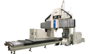 Shibaura Machine's MPCEII, double column machining centre. Sold in the UK by Leader CNC Technologies.