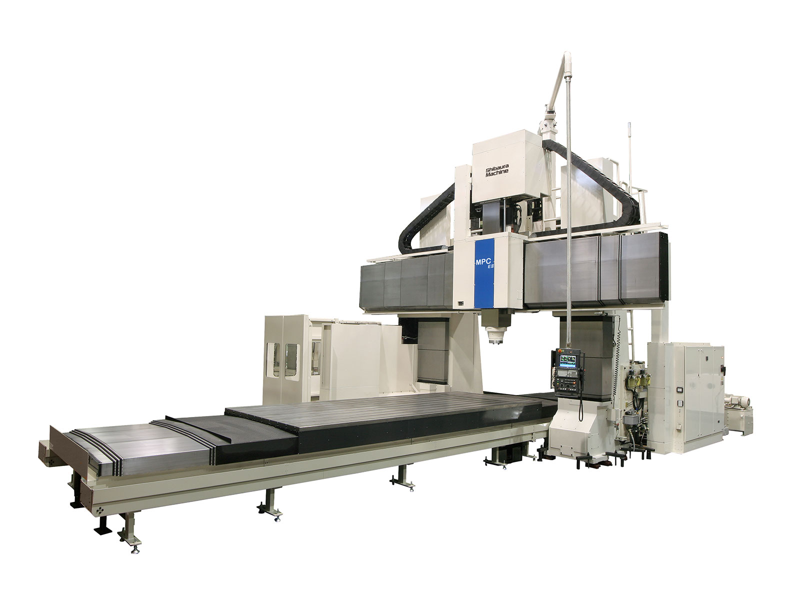 Shibaura Machine's MPCEII, double column machining centre. Sold in the UK by Leader CNC Technologies.