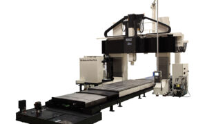 Shibaura Machine's MPJ, double column machining centre. Sold in the UK by Leader CNC Technologies.