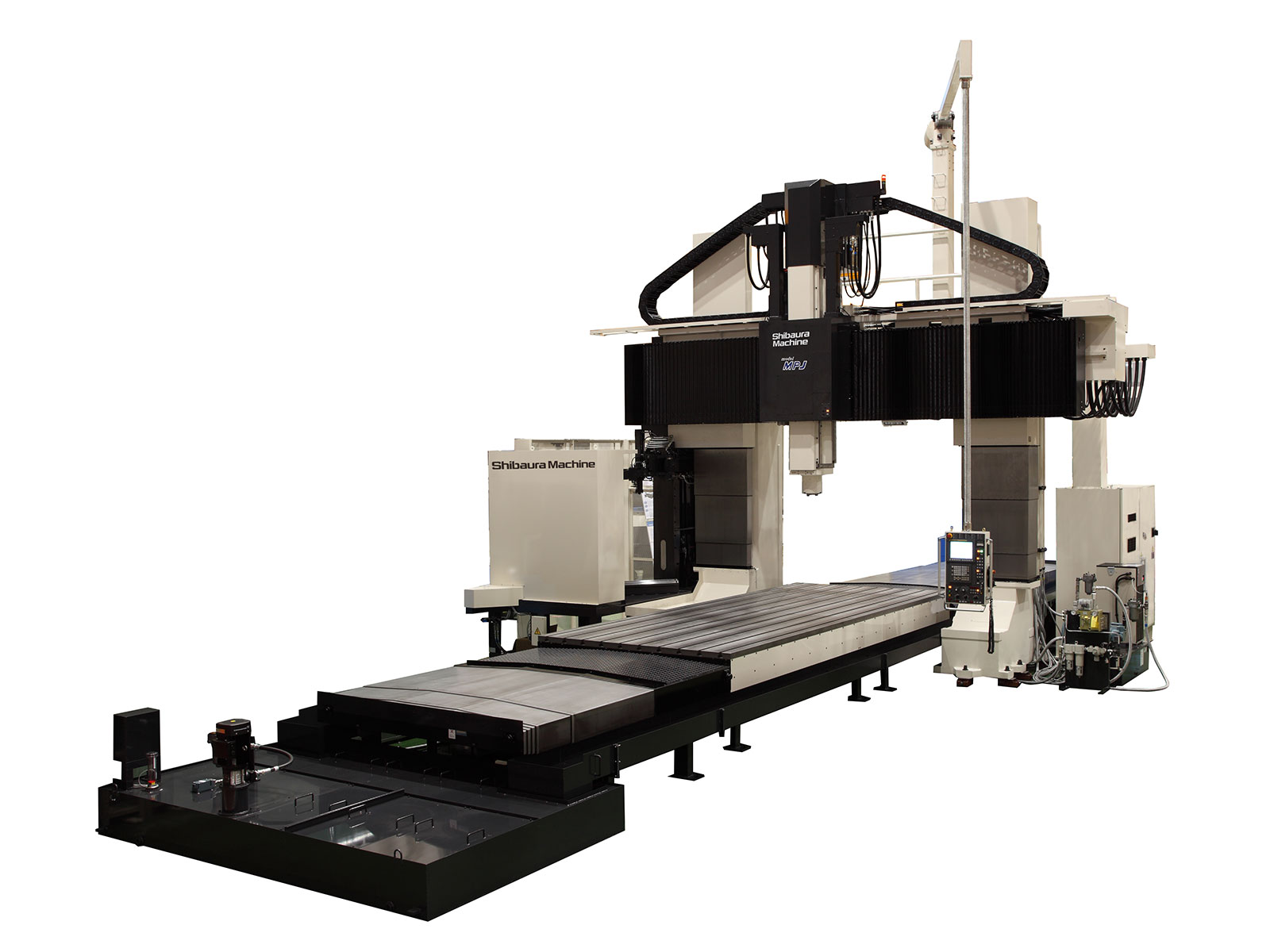 Shibaura Machine's MPJ, double column machining centre. Sold in the UK by Leader CNC Technologies.