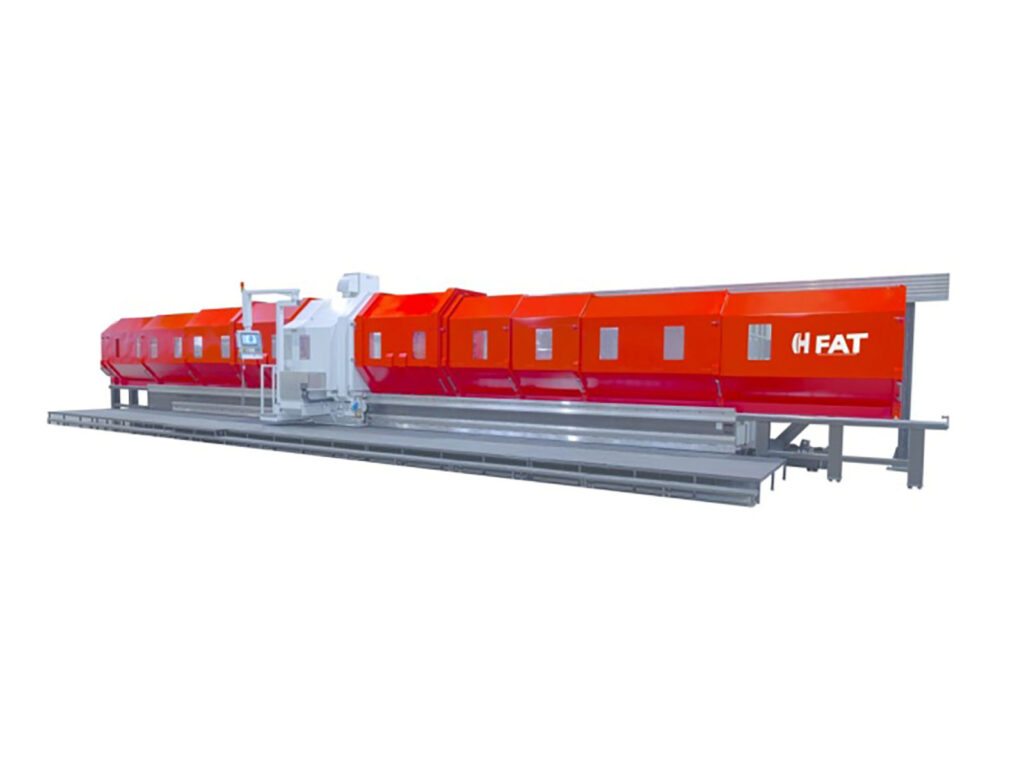 The view of the TUR3MN FAT Haco lathe, doors closed. Sold by Leader CNC Technologies.