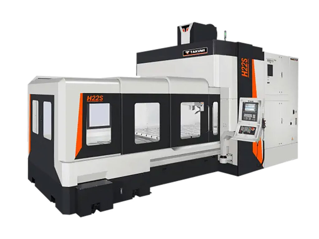 Takumi H Series, bridge type machining centre. Sold in the UK by Leader CNC Technologies.